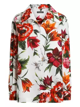 Dolce & Gabbana рубашка с цветочным принтом, белый