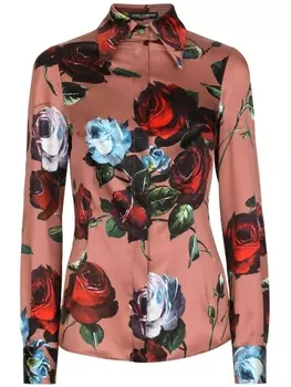 Dolce & Gabbana рубашка с цветочным принтом, розовый