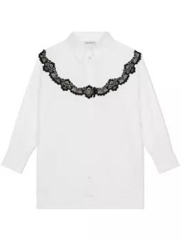 Dolce & Gabbana рубашка с длинными рукавами и кружевом, белый
