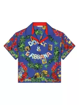 Dolce & Gabbana рубашка с графичным принтом, синий