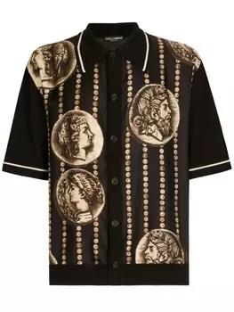 Dolce & Gabbana рубашка с короткими рукавами и отделкой в полоску, черный