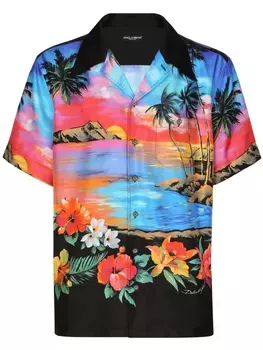 Dolce & Gabbana рубашка с короткими рукавами и графичным принтом, черный