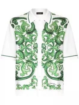 Dolce & Gabbana рубашка с короткими рукавами и принтом Majolica, белый
