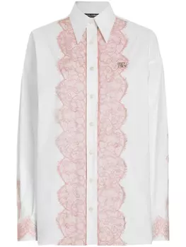 Dolce & Gabbana рубашка с кружевом, белый