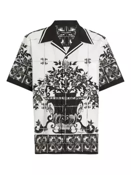 Dolce & Gabbana рубашка с принтом Majolica, белый