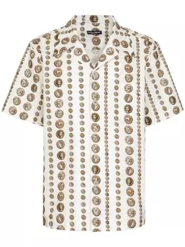 Dolce & Gabbana рубашка с принтом Monete, белый
