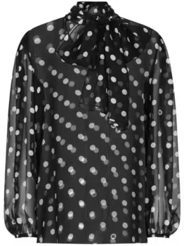 Dolce & Gabbana рубашка в горох с бантом, черный