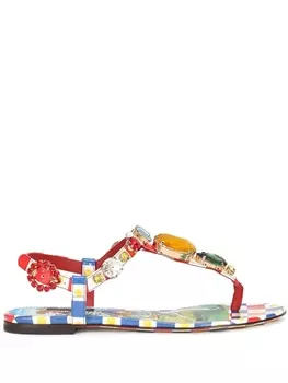 Dolce & Gabbana сандалии с кристаллами, красный