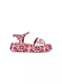 Dolce & Gabbana сандалии с принтом Majolica и пряжкой, красный