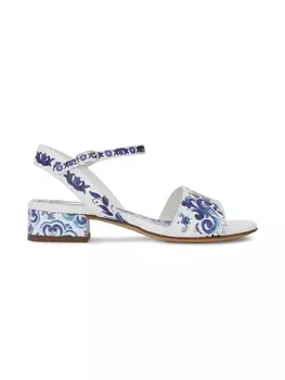 Dolce & Gabbana сандалии с принтом Majolica, синий