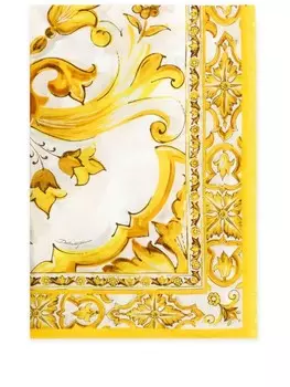 Dolce & Gabbana саронг из хлопка с принтом майолика, белый