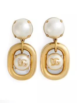 Dolce & Gabbana серьги-клипсы с логотипом DG, золотой