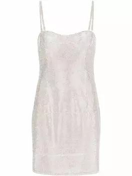 Dolce & Gabbana сетчатое платье мини с кристаллами, металлик