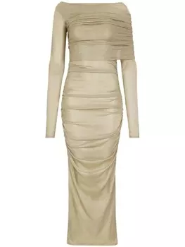 Dolce & Gabbana сетчатое платье с люрексом, золотой