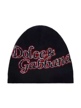 Dolce & Gabbana шапка бини из вирджинской шерсти с нашивкой-логотипом, черный