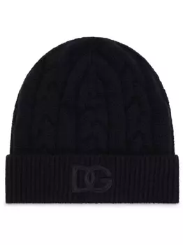 Dolce & Gabbana шапка бини в рубчик с вышитым логотипом, черный