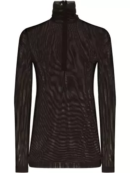 Dolce & Gabbana sheer half-zip mesh top, черный
