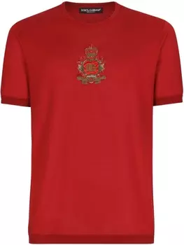 Dolce & Gabbana шелковая футболка с нашивкой, красный