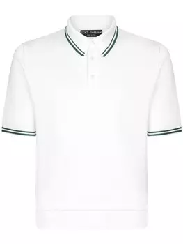 Dolce & Gabbana шелковая рубашка поло с отделкой в полоску, белый