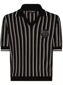 Dolce & Gabbana шелковая рубашка поло в полоску, черный