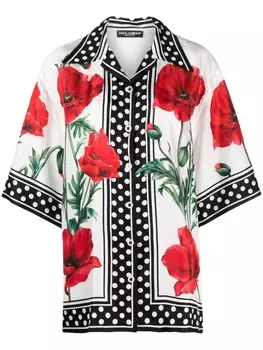 Dolce & Gabbana шелковая рубашка с цветочным принтом, белый