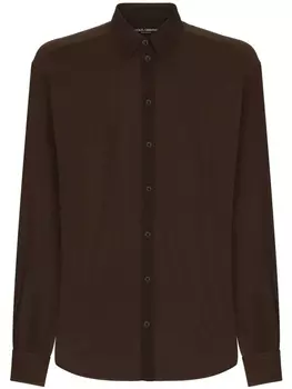 Dolce & Gabbana шелковая рубашка с длинными рукавами, коричневый
