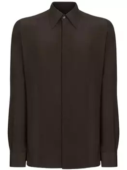 Dolce & Gabbana шелковая рубашка с длинными рукавами, коричневый