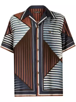 Dolce & Gabbana шелковая рубашка с геометричным принтом, белый