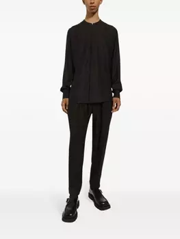 Dolce & Gabbana шелковая рубашка с логотипом, черный