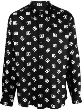 Dolce & Gabbana шелковая рубашка с логотипом, черный