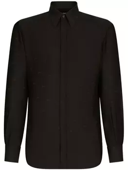 Dolce & Gabbana шелковая рубашка с логотипом, черный