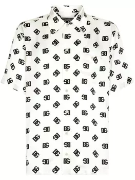 Dolce & Gabbana шелковая рубашка с логотипом DG, белый