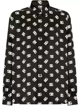 Dolce & Gabbana шелковая рубашка с логотипом DG, черный