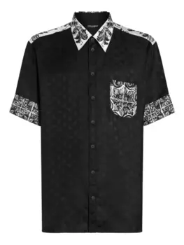 Dolce & Gabbana шелковая рубашка с монограммой, черный