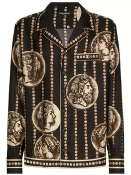 Dolce & Gabbana шелковая рубашка с принтом, черный