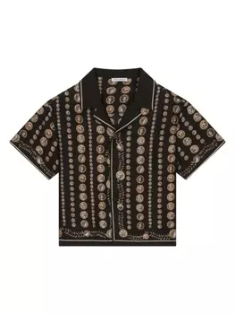 Dolce & Gabbana шелковая рубашка с принтом Coin, черный