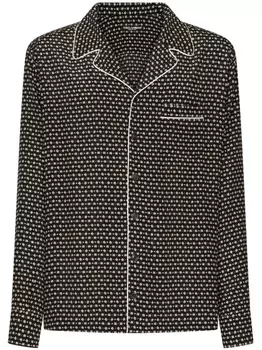 Dolce & Gabbana шелковая рубашка с принтом DG, черный