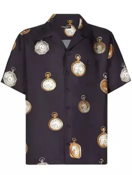 Dolce & Gabbana шелковая рубашка с принтом, синий