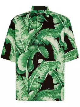 Dolce & Gabbana шелковая рубашка с принтом, зеленый