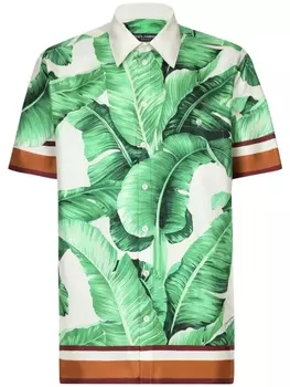 Dolce & Gabbana шелковая рубашка с принтом, зеленый