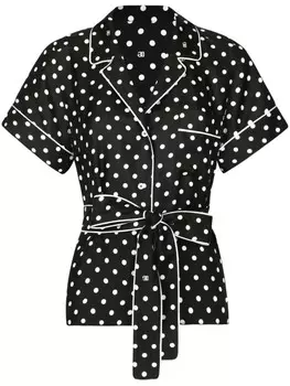 Dolce & Gabbana шелковая рубашка в горох, черный