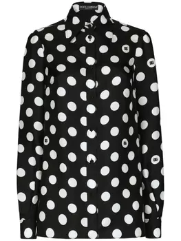 Dolce & Gabbana шелковая рубашка в горох, черный