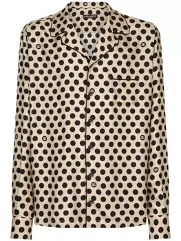 Dolce & Gabbana шелковая рубашка в горох, нейтральный цвет