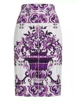 Dolce & Gabbana шелковая юбка миди, белый