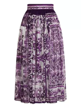 Dolce & Gabbana шелковая юбка миди, фиолетовый