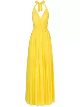 Dolce & Gabbana шелковое платье макси с вырезом халтер, желтый