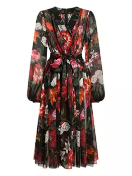 Dolce & Gabbana шелковое платье миди, черный