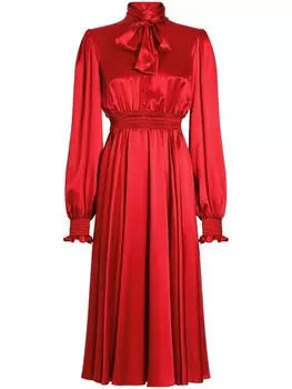 Dolce & Gabbana шелковое платье миди, красный