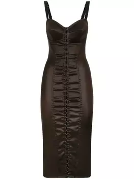 Dolce & Gabbana шелковое платье мини с корсетом, коричневый
