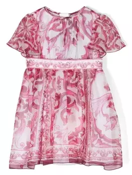 Dolce & Gabbana шелковое платье с цветочным принтом, розовый